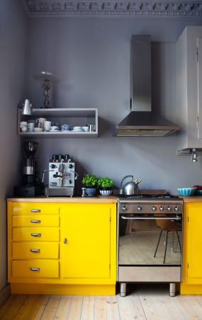 yellow kitchen cabinets